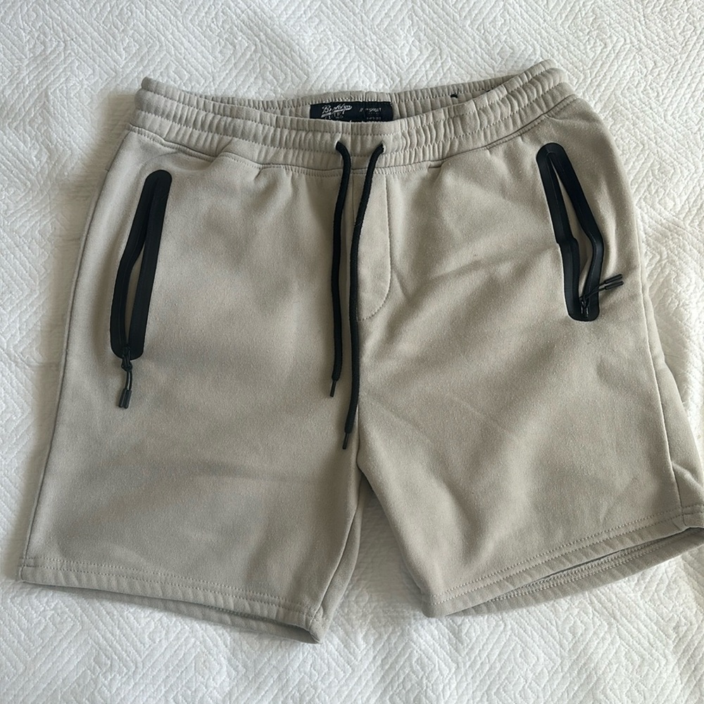 Tan and black mens shorts